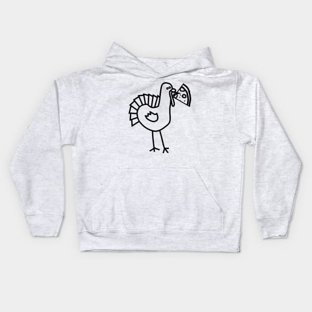 Thanksgiving Turkey with Pizza Slice Outline Kids Hoodie by ellenhenryart